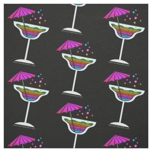 FABRIC - MARGARITA GLASS with Cocktail Umbrella