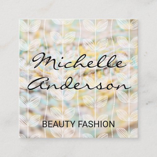 Fabric Material  Plant Doodle Pattern Square Business Card