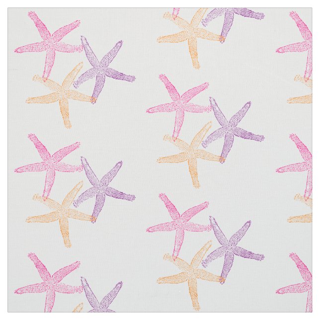 fabric Nautical starfish beach purple pink yellow (Swatch)