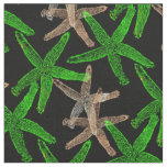 fabric Nautical starfish green sand