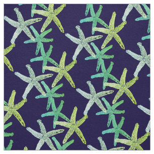 fabric Nautical starfish teal green yellow blue