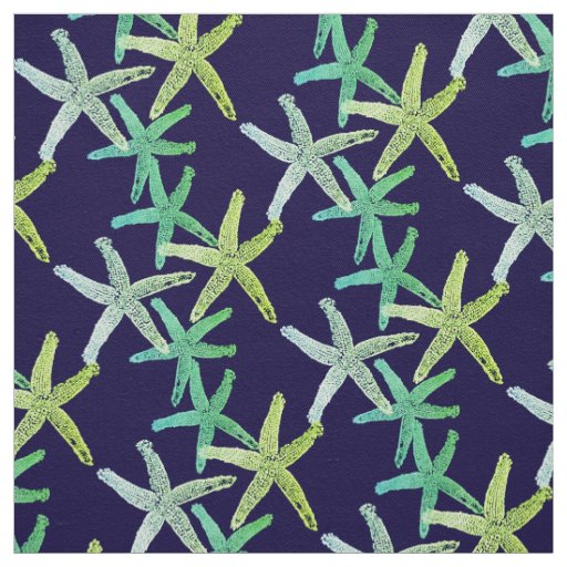 fabric Nautical starfish  teal  green yellow blue