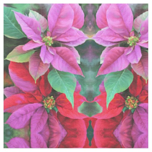 Fabric - Pink/Red Poinsettias