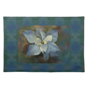 Fabric Placemat Blue Poinsettia