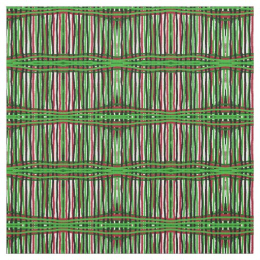 Fabric - Red/Green/Black/White Weave