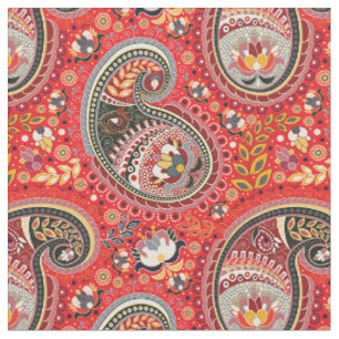 Fabric - Red Paisley Design