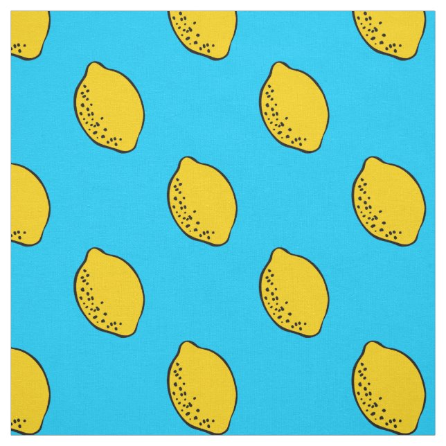 Fabric: Sky Blue & Yellow Lemon Print Fabric (Swatch)
