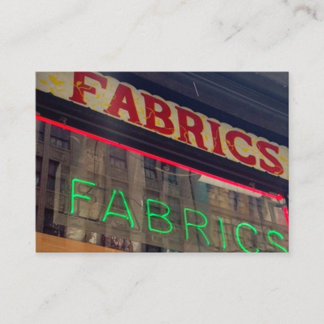 Fabric Store Neon Sign Costume Fashion Designer Business Card (Front)