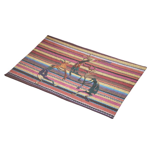 Fabric Stripes Pattern colored I + KOKOPELLI Placemat (On Table)