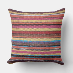Fabric Stripes Pattern colored I + your ideas Throw Pillow