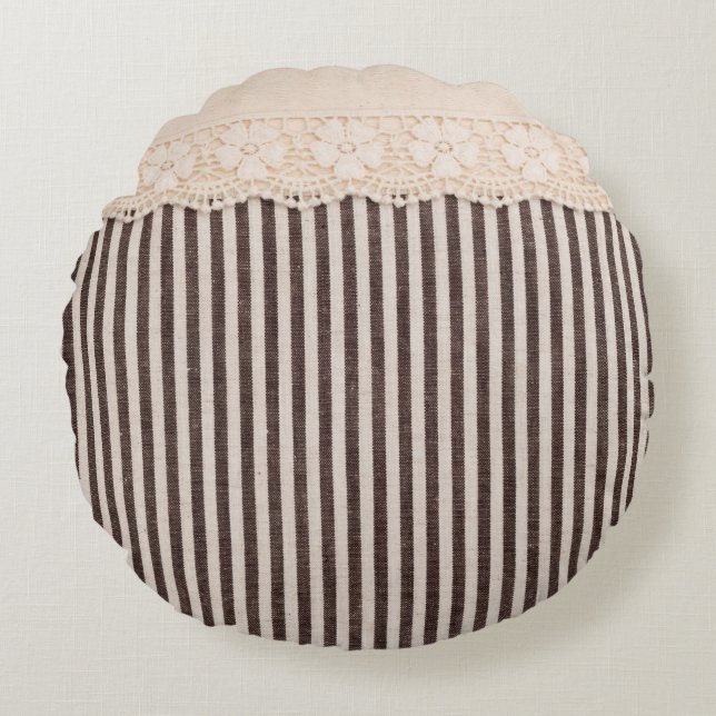 Fabric textile texture and lace for background round pillow (Front)
