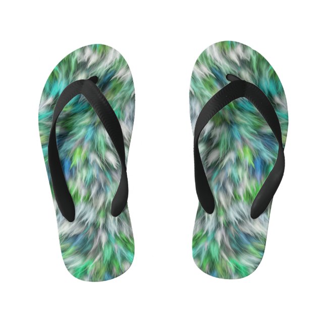 Fabric Texture Green Fur Design-68745 Kid's Flip Flops (Footbed)