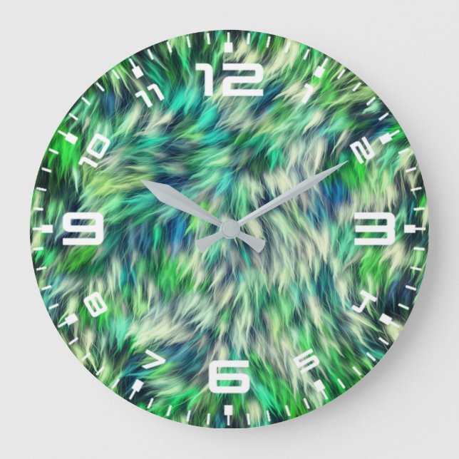 Fabric Texture Green Fur Design-68745 Large Clock (Front)