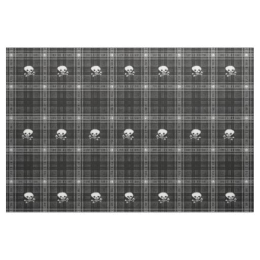 fabric Trendy skull black white plaid cool