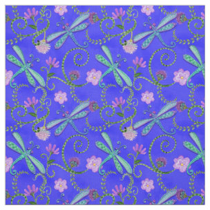 Dragonflies Teal Fabric | Zazzle