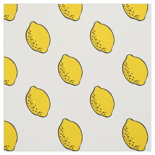 Fabric: White & Yellow Lemon Print Fabric | Zazzle