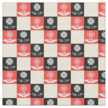 Fabric with a pattern with contrasting squares
