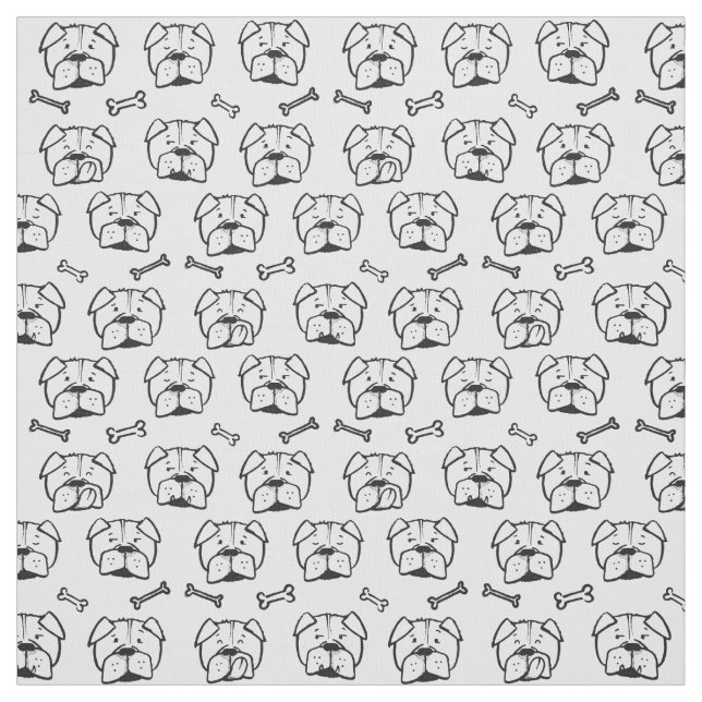 Fabric with an english bulldog pattern (Swatch)