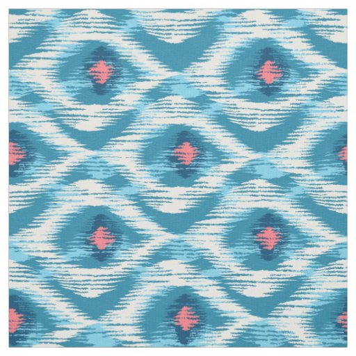 Fabric with blue ikat pattern