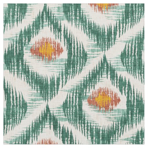Fabric with green ikat pattern