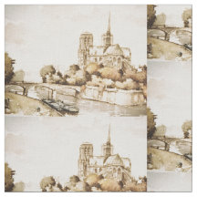 Fabric with 'Notre Dame Cathedral' images