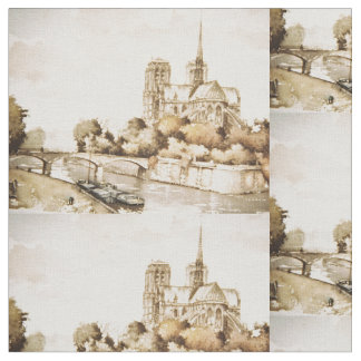 Fabric with 'Notre Dame Cathedral' images