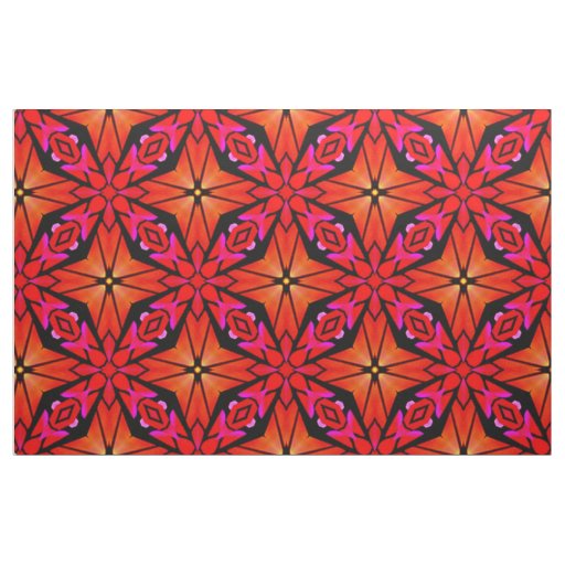 Fabric with red Starburst design