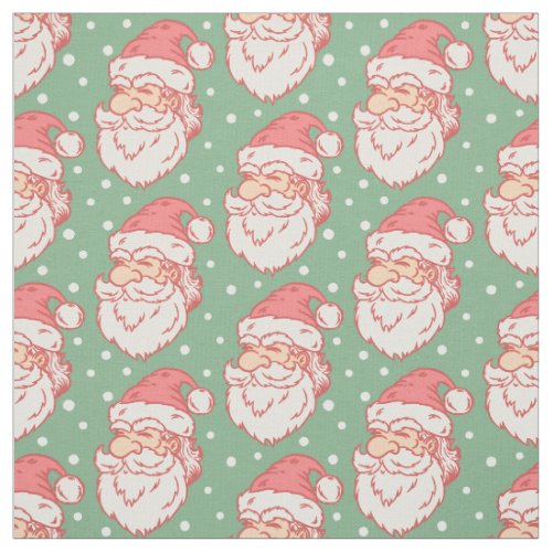 Fabric with retro pattern of vintage Santa Claus