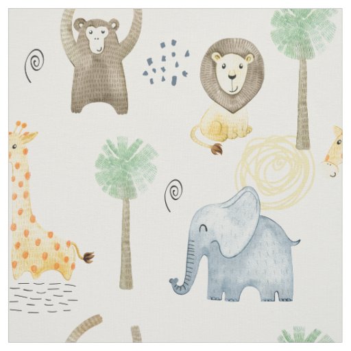 Fabric with safari animals for kids