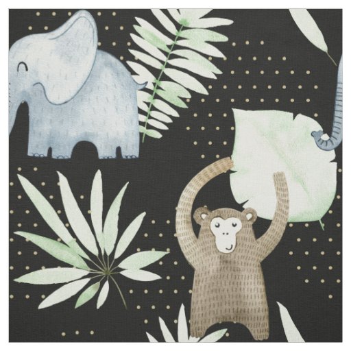 Fabric with safari animals for kids