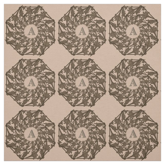 Fabric - Woven Leaves with Initial (Swatch)