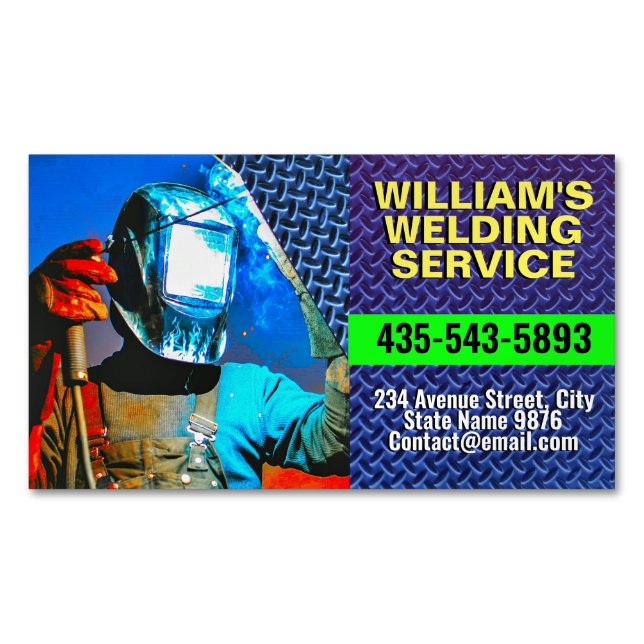 Fabrication Contractor, Professional Metal Welding Business Card Magnet (Front)