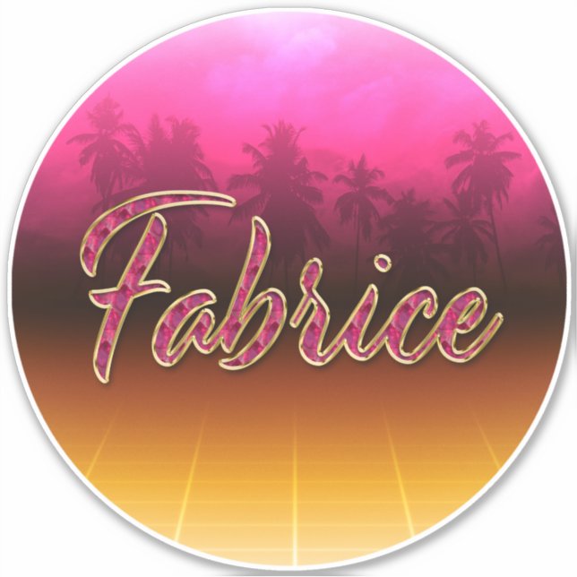 Fabrice First Name Golden pink Sticker (Front)