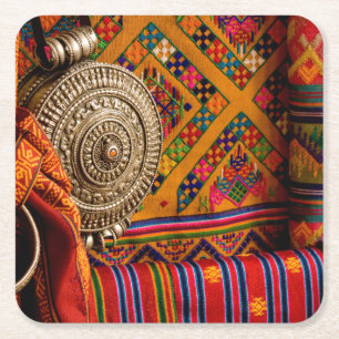 Fabrics, Bhutan Square Paper Coaster