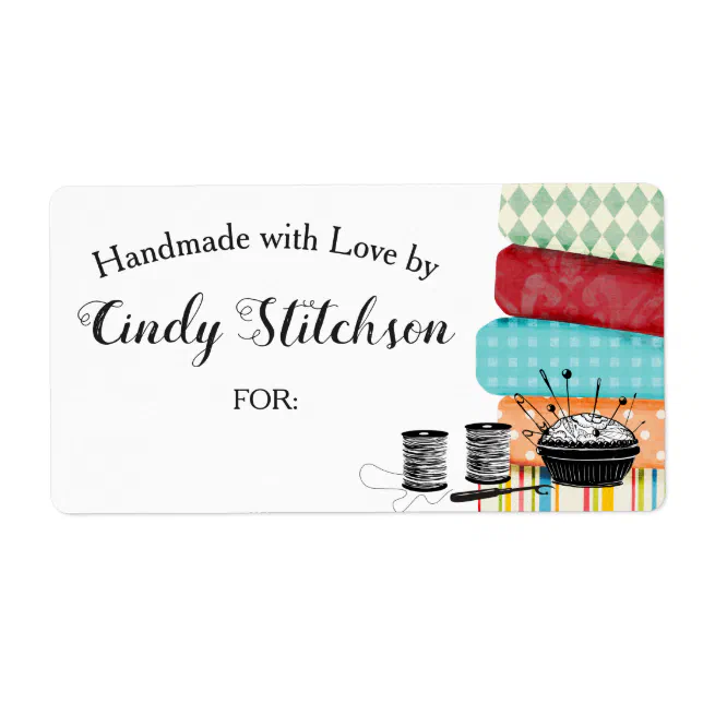 Fabrics sewing quilting handmade with love sticker | Zazzle