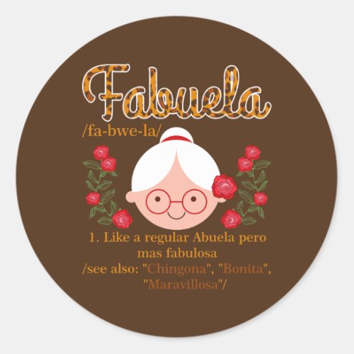 Fabuela Like a Regular Abuela Leopard Spanish Classic Round Sticker