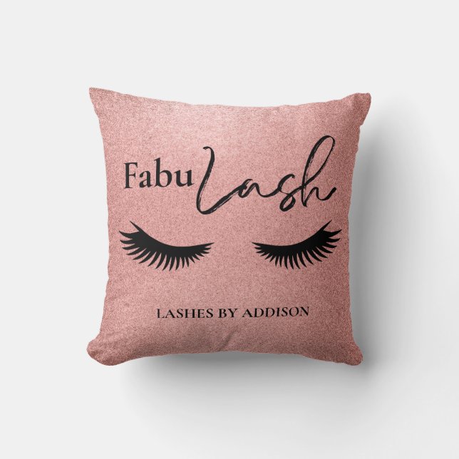 FabuLash Personalized business name Throw Pillow (Front)