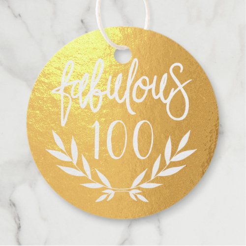 Fabulous 100 women birthday glam elegant foil favor tags