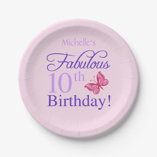 Fabulous 10th Birthday For Girls Paper Plates (Front)