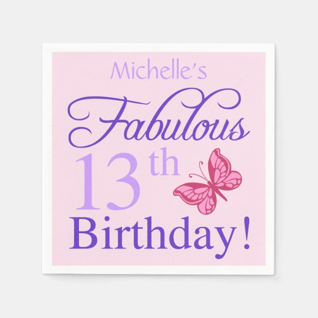 Fabulous 13th Birthday For Girls Napkins (Front)