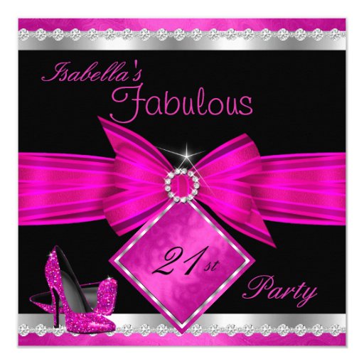 Fuschia And Silver Invitations 8