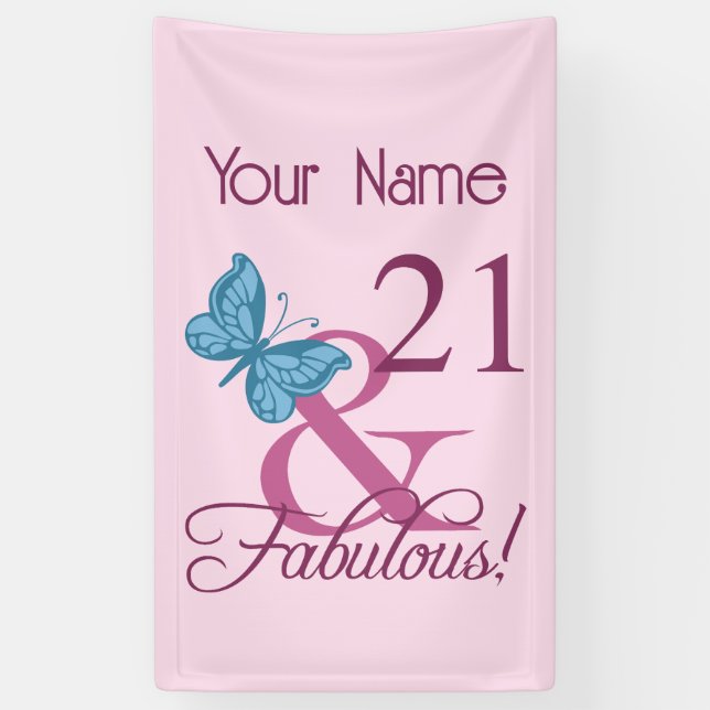 Fabulous 21st Birthday Banner (Vertical)