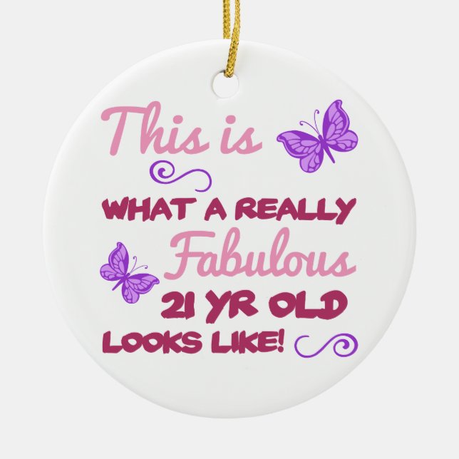 Fabulous 21st Birthday Ceramic Ornament (Front)