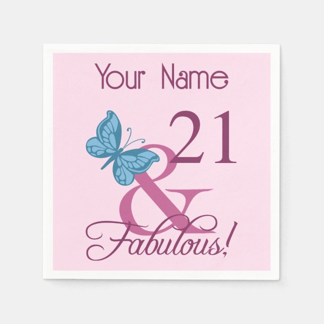 Fabulous 21st Birthday Napkins (Front)