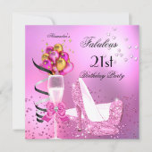 Fabulous 21st Shimmer Light Pink Heels Birthday 2 Invitation (Front)