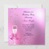 Fabulous 21st Shimmer Light Pink Heels Birthday 2 Invitation (Back)