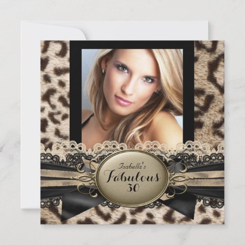 Fabulous 30 Beige Brown Leopard Birthday Party 3 Invitation