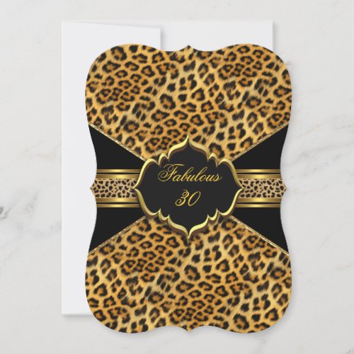 Fabulous 30 Gold Black Leopard 30th Birthday 2 Invite