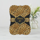 Fabulous 30 Gold Black Leopard 30th Birthday 2 Invitation (Standing Front)