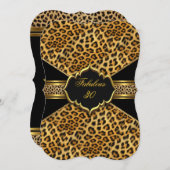 Fabulous 30 Gold Black Leopard 30th Birthday 2 Invitation (Front/Back)